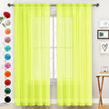 SpaceDresser Basic Rod Pocket Sheer Voile Window Curtain Panels Chartreuse 1 Pair 2 Panels 52 Width 84 Inch Long for Kitchen Bedroom Children Living Room Yard（Chartreuse, 52W x 84L）
