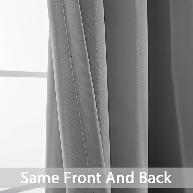 Yakamok Blackout Patio Curtains 100x96 Inches for Sliding Door Extral Wide Blackout Curtain Panels Thermal Insulated Room Divider - Grommet Top, 8' Tall by 8.3' Wide - Dove Grey