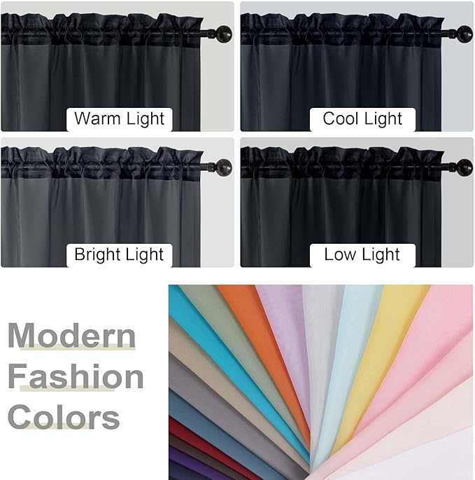 Sheer Black Curtains for Bedroom Living Room 63 Inch Length 2 Panels, Airy Soft Light Filtering Sheer Dining Room Curtains, Modern Rod Pocket Drapes, Black, Each 42" Wx63 L Inches