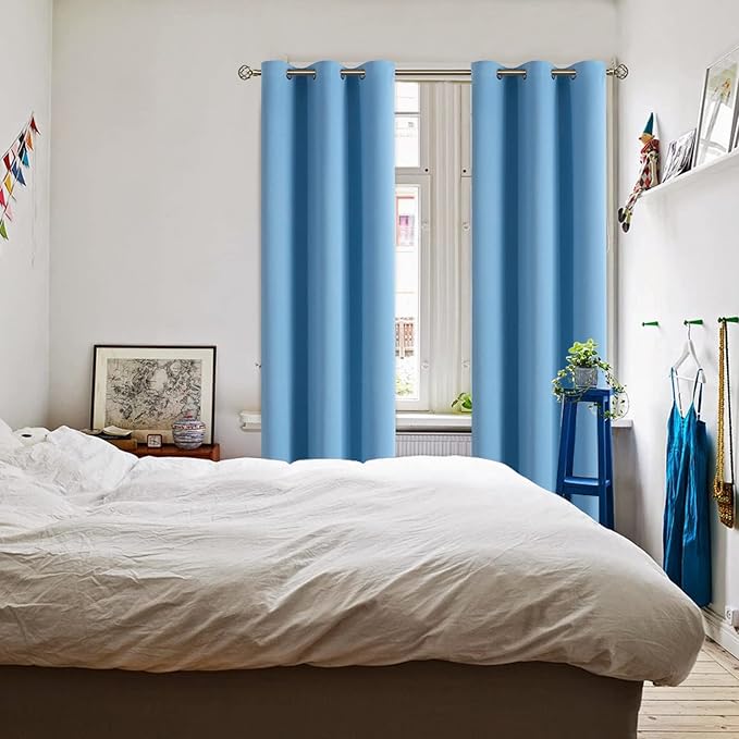 BGment Room Darkening Curtains 84 Inches Long - Grommet Thermal Insulated Drapes Window Treatment Curtains for Bedroom, 2 Panels, 42 x 84 Inch, Sky Blue