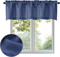 OWENIE Bob Valance Curtains 18 Inch Length 1 Piece, Faux Linen Slub Solid Blue Kitchen Valance for Bedroom Living Room, Farmhouse Soft Airy Rod Pocket Small Window Curtain, Each 60Wx18L Inch