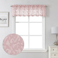 Lecloud Leia Jacquard Textured Blush Pink Curtains Sheer Valances for Windows 14 Inch Length 2 PCS, Dual Rod Pockets Window Living Room Curtain Valance, Clip Leaf Bedroom Kitchen Drapes, 38W x 14L