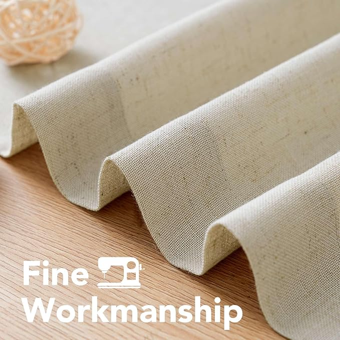 H.VERSAILTEX Living Room Linen Curtains - Semi Sheer, Nickel Grommet Energy Saving Light Filtering Window Treatments Panels for Bedroom, Castle Wall, 2 Panels, 52 x 108 Inch