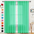SpaceDresser Basic Rod Pocket Sheer Voile Window Curtain Panels Grass Green 1 Pair 2 Panels 52 Width 45 Inch Long for Kitchen Bedroom Children Living Room Yard（Grass Green, 52W x 45L）