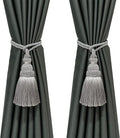 Fenghuangwu 2 Pack Curtain Tie Backs Rope Tassels for Curtains Drape tiebacks Handmade Outdoor Home and Outdoor Decorative (Silver, 2p)