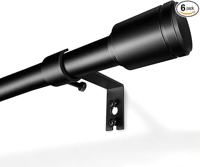 5/8” Diameter Curtain Rods 30-90 Inch, for 30-84 Inch Windows, Adjustable Splicing Black Curtain Rods for Windows with Brackets, Window Rod Long Small Curtains Rod