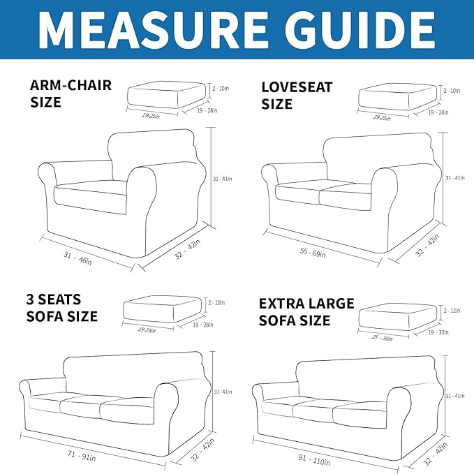 XINEAGE 2026 New 2 Pieces Chair Covers with Arms Super Stretch Chair Slipcover for Living Room Pet Dog Universal Slip Cover Anti Slip Armchair Furniture Protector (Dark Gray), 31"-46"(1 Cushion)
