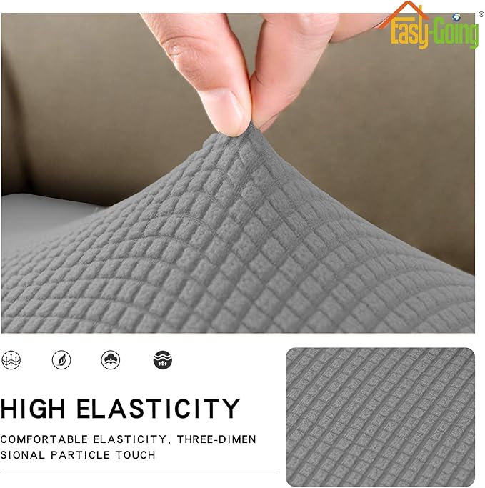 Easy-Going Stretch Cushion Cover Sofa Cushion Furniture Protector Sofa Seat Sofa slipcover Sofa Cover Soft Flexibility with Elastic Bottom(Chair Cushion,Light Gray)