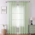 Lecloud Light Green Sheer Curtains 90 Inches Long 2 Panels, Modern Light Filtering Breathable Curtain, Gauzy Stylish Home Decor Drapes with Rod Pocket for Living Room Bedroom, Each 42" W x 90" L