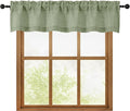 OWENIE Sage Green Valances for Windows 1 Pcs, Light Filtering Textured Farmhouse Short Small Valance Curtains for Bathroom Basement Living Room, Rod Pocket Half Curtains for Windows, 60Wx12L Inch
