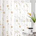 HOMEIDEAS Yellow Sheer Curtains 63 Inch Length 2 Panels Yellow and White Embroidered Floral Pattern Semi Sheer Window Curtains for Bedroom Living Room