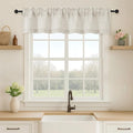 OVZME Natural Valance for Windows, Light Filtering Faux Linen Textured Small Short Valance Kitchen Curtain, Dual Rod Pocket Top Short Window Curtain for Bathroom Basement Farmhouse, 1 Piece, 52Wx12L