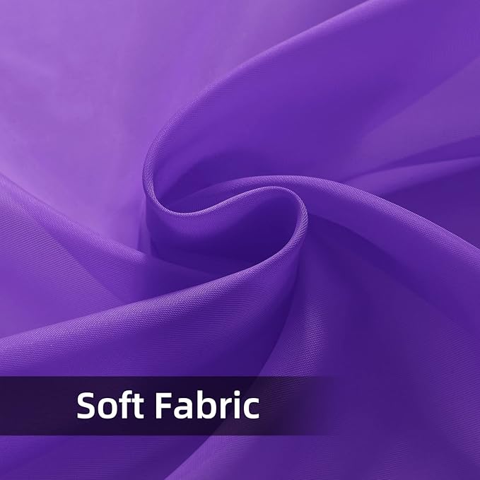 youleyar Solid Sheer Rod Pocket Curtain Voile Draperies 2 Panels White Beige Black Grey Coffee 52 Inch Width 96 Inch Long 1 Pair for Kitchen Bedroom Children Living Room Yard (Purple,52Wｘ96L)