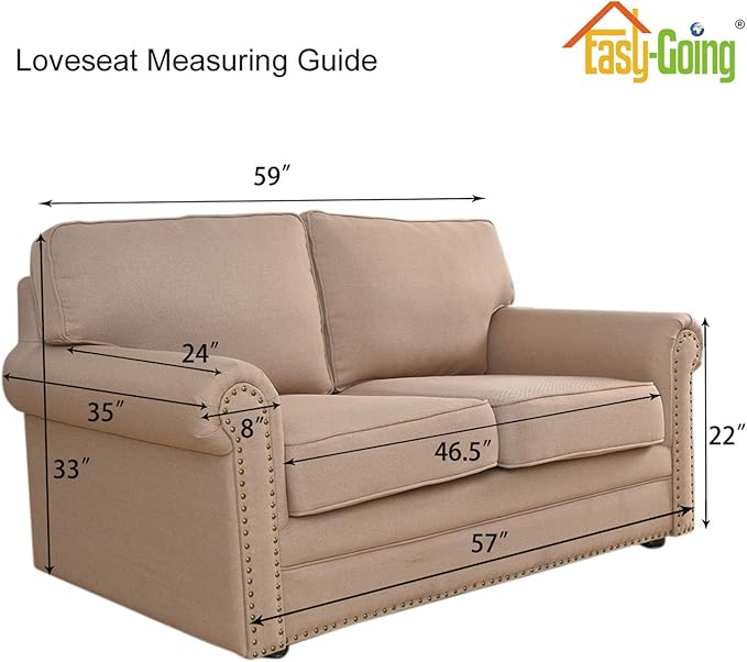 Easy-Going Stretch Loveseat Slipcover 1-Piece Sofa Cover Furniture Protector Couch Soft with Elastic Bottom for Kids Polyester Spandex Jacquard Fabric Small Checks (Loveseat, Golden)