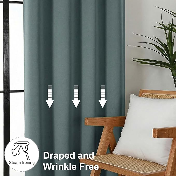Simplebrand Ava Dark Green Blackout Curtains for Bedroom 96 Inches Long 2 Panels, Solid Thermal Insulated, Energy Saving Nursery Window Treatment Curtains Blackout Drapes, W40 x L96 Inch, Dark Green