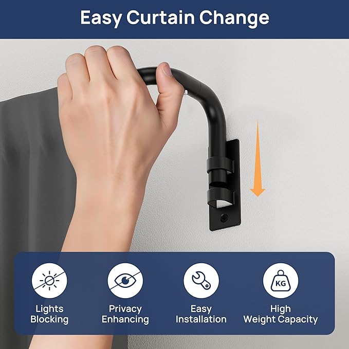 ENJOYBASICS Blackout Curtain rod for windows 30 to 144, Adjustable Wrap Around Curtain Rods for Bedroom, Living Room, Matte Black