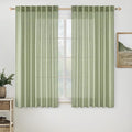 MIULEE Sage Green Linen Curtains 63 Inch Length 2 Panels for Bedroom Living Room, Soft Thick Linen Textured Kitchen Window Drapes Semi Sheer Light Filtering Back Tab Rod Pocket Burlap Look Decor