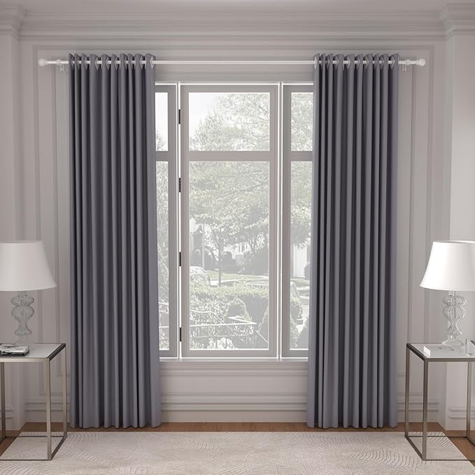 SMODBRODRE Curtain Rods for Window 32 and 48, White 5/8 inch Splicing Single Window Curtain Rod Set with Brackets