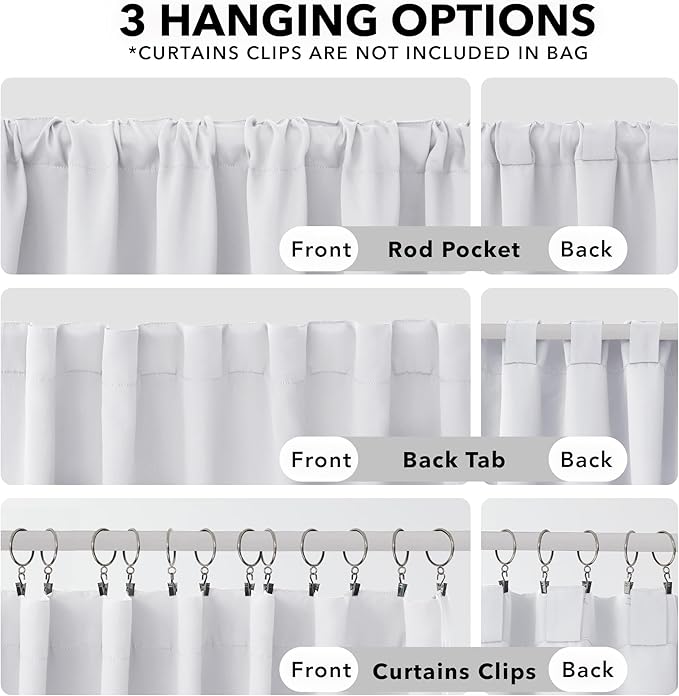 Deconovo Blackout Curtains, Thermal Insulated, W52 x L54 2 Panels, Back Tab, Machine Washable, Room-Darkening Drapes for Bedroom/Living Room Star White