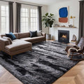 6x9 Ft Large Shag Rugs for Living Room Decor, Tie-Dyed Ultra Soft Fluffy Furry Area Rugs for Bedroom Indoor Floor, Aesthetic Carpet for Kids Home (Black)