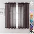 Lecloud Sheer Curtains 63 Inch Length 2 Panels Set, Chocolate Window Curtains for Bedroom, Voile Solid Light Filtering Living Room Curtain Drapes with Rod Pocket, Each Panel 42 X 63 Inch