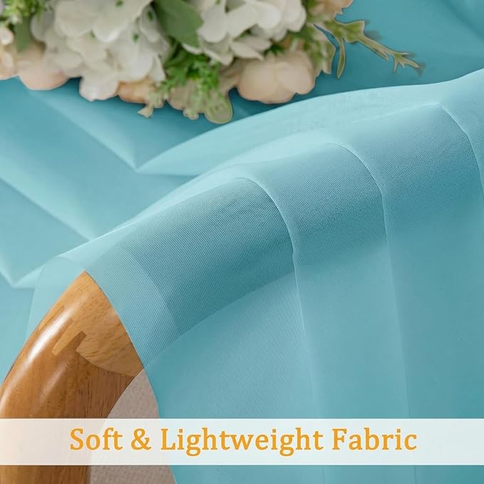 Gwine Sheer Curtains 72 Inch Length - Light Filtering Rod Pocket Window Curtain Panels for Bedroom, Elegant Soft Voile Living Room Sheer Drapes, Each 42Wx72L, 2 Panels, Aqua