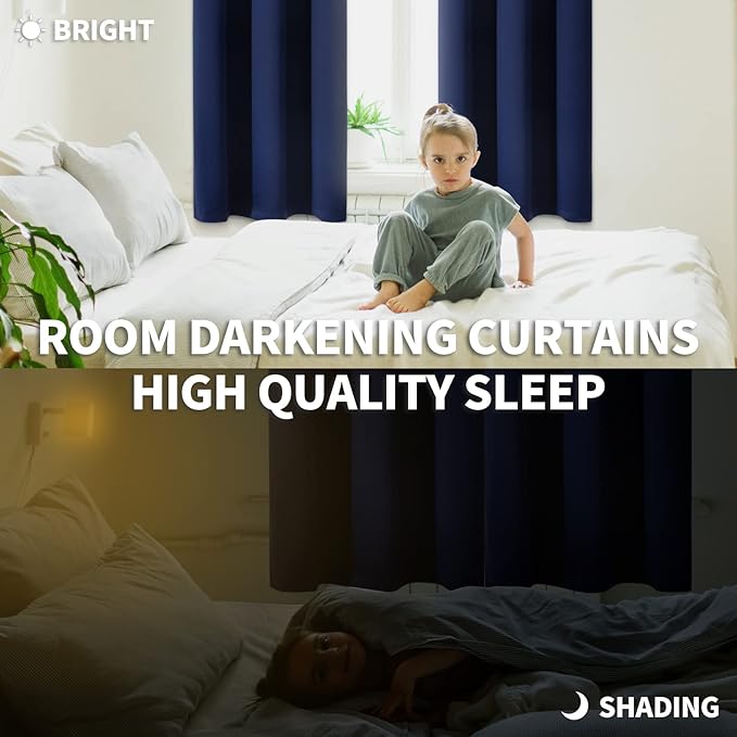 BGment Blackout Curtains for Living Room - Grommet Thermal Insulated Room Darkening Curtains for Bedroom, Set of 2 Panels (52 x 84 Inch, Navy Blue)