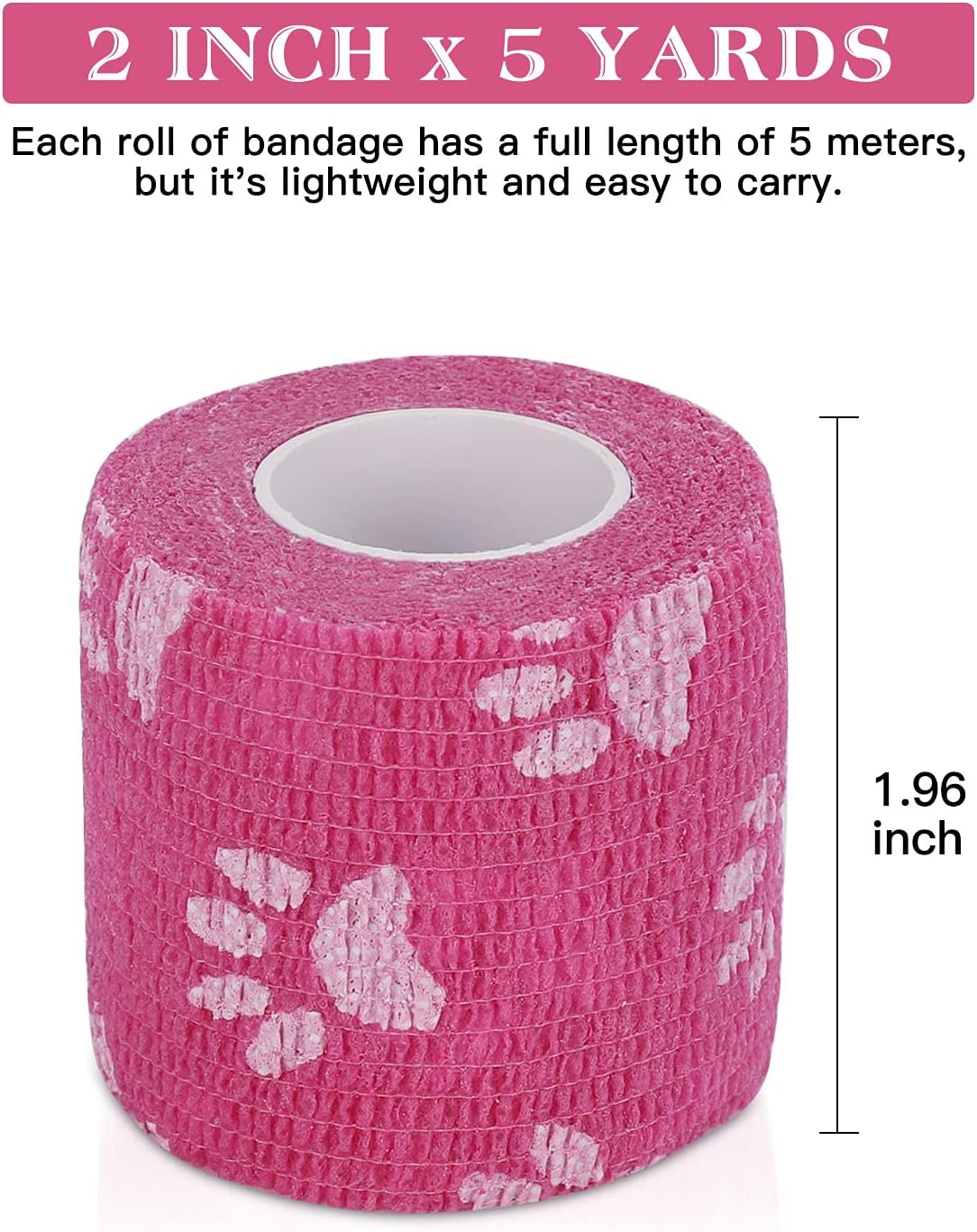 Vet Wrap Self Adhering Bandage Wrap Cohesive Bandage Multi-Function Wrap Tape for Dogs Cats Horses Birds Animals Non-Woven Strong Sports Tape for Wrist Healing Ankle Sprain & Swelling 6 Rolls