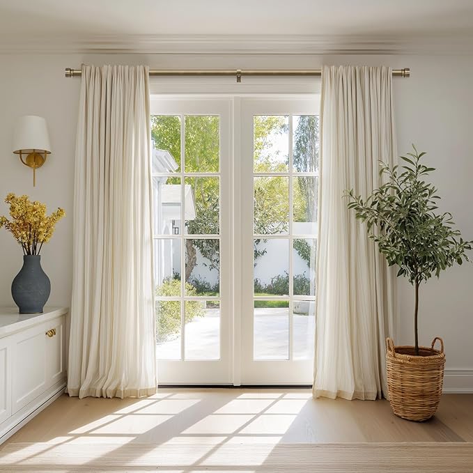 Lootkell Antique Bronze Curtain Rods for Windows 72 to 144 Inches Adjustable Length Heavy Duty 1" Diameter Window Curtain Rod with Solid Metal Finials for Outdoor Farmhouse Bedroom Kitchen Living Room