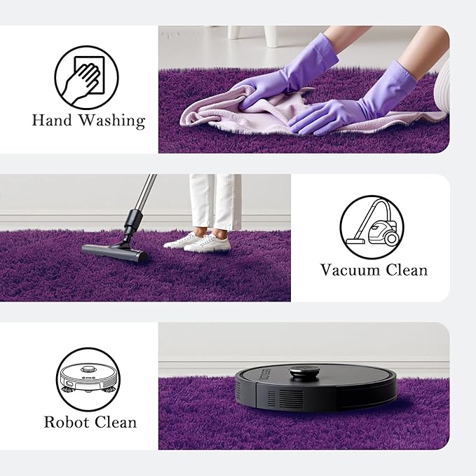 Rugs for Living Room 6x9, Alfombras para Salas Shag Large Plush Soft Area Rug, Shaggy Carpets for Bedroom, Kids Boys Girls Home Decor Aesthetic(Grape Purple, 6 x 9)