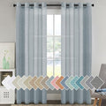 H.VERSAILTEX Linen Semi Sheer Curtains 96 inches Long Pair Set Linen Textured Sheer Curtains Nickel Grommet Window Treatment Panels for Villa/Hall/Parlor, Open Weave - 52" W x 96" L - Teal