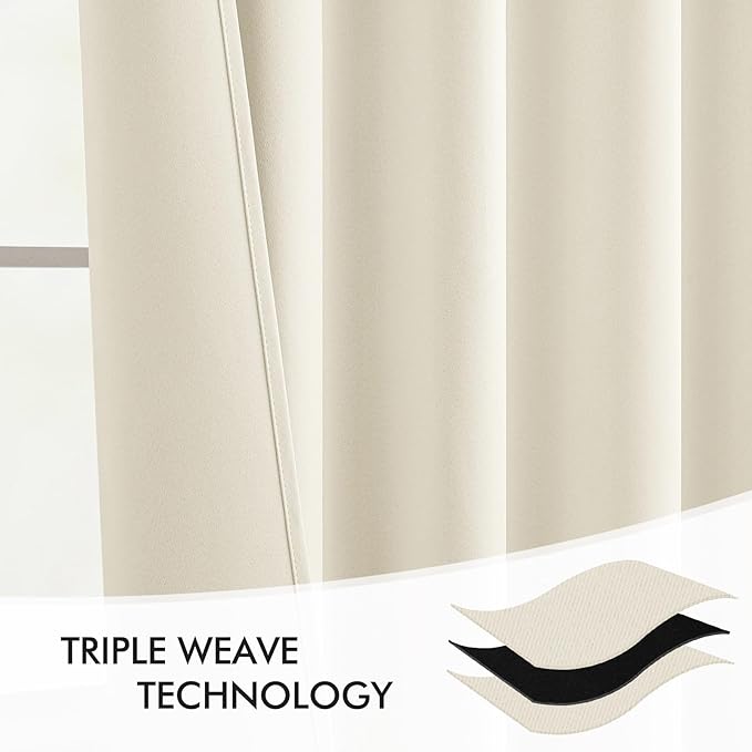 MIULEE Birch Back Tab Blackout Curtains 90 Inches Long 2 Panels Set for Living Room Bedroom Privacy, Rod Pocket/Pinch Pleat Thermal Insulated Room Darkening Pleated Light Blocking Drapes