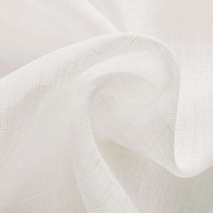 Joydeco Sheer Curtains 72 Inches Long, Cream Curtains for Living Room 2 Panels Set, Ivory Curtains Window Privacy Assured with Light Filtering(W52 x L72 Inch,Ivory)