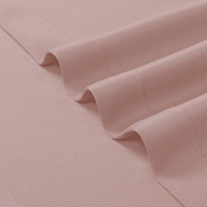 Chyhomenyc Blush Pink Valances for Windows, Short Window Valance Curtains for Living Room Bedroom Bathroom, Room Darkening Solid Privacy Small Kitchen Valances, 60Wx16L, 2 Pack
