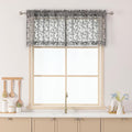 Chyhomenyc Charcoal Grey Sheer Valances for Windows 18 Inch Length 2 Pcs, Light Filtering Leaf Textured Cafe Short Kitchen Curtains, Top Small Curtain for Living Room Bedroom Basement, 42" W x 18" L