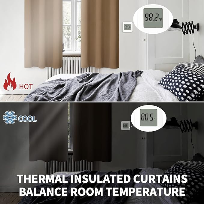 BGment Blackout Curtains for Living Room - Grommet Thermal Insulated Room Darkening Curtains for Bedroom, 2 Panels of 52 x 45 Inch, Taupe