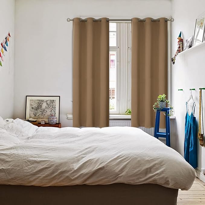 BGment Blackout Curtains for Living Room - Grommet Thermal Insulated Room Darkening Curtains for Bedroom, 2 Panels of 42 x 72 Inch, Taupe