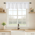 OVZME White Valance for Windows, Light Filtering Thick Textured Small Short Valance Kitchen Curtain, Dual Rod Pocket Top Short Window Curtain for Bathroom Basement, 1 Piece, 52Wx12L Inch