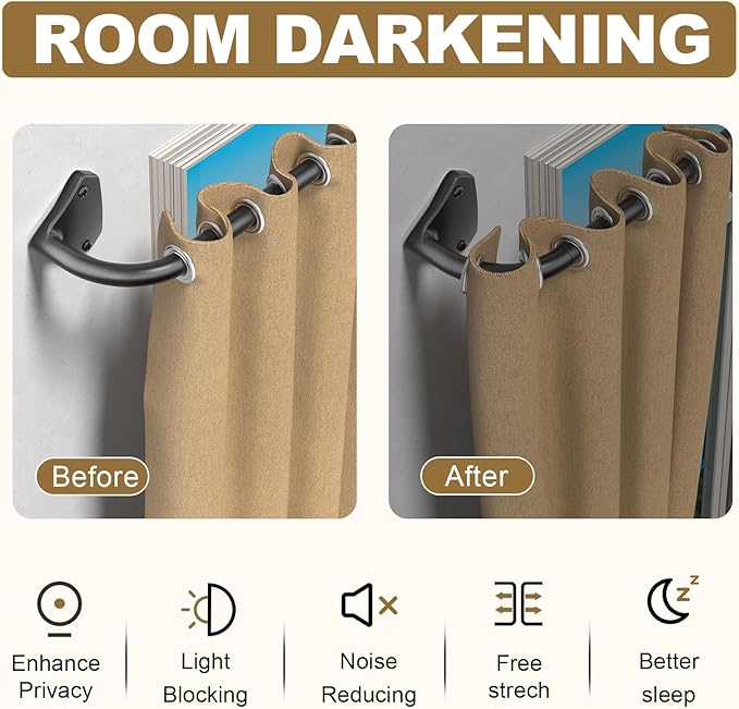 GXOACKJ Black Wrap Around Curtain Rods for Windows 66 to 120 inch,2 Pack 5/8 inch Industrial Telescoping Curtain Rod, Blackout Rods for Bedroom & Outdoor, Adjustable from 30 to 120 Inches