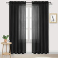 DWCN Black Sheer Curtains Semi Transparent Voile Rod Pocket Curtains for Bedroom and Living Room, 52 x 84 inches Long, Set of 2 Panels