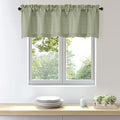 OWENIE Bob 1 PCS Green Valances for Windows, Faux Linen Textured Kitchen Window Curtains Valance for Bedroom Living Room, Modern Soft Airy Solid Rod Pocket Bathroom Cafe Curtain, 60Wx20L Inch