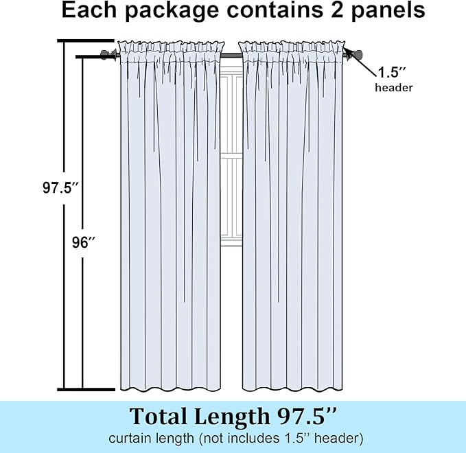 Simplebrand Lavender Semi Sheer Curtains 96 Inches Long 2 Panels, Light Filtering Geometric Jacquard Clip Textured Sheer Curtains for Living Room，Modern Elegant Window Curtains Drapes，42x96 inch
