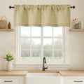 OVZME Valance for Windows, Light Filtering Faux Linen Textured Small Short Valance Kitchen Curtain, Dual Rod Pocket Top Short Window Curtain for Bathroom Basement Farmhouse, 52Wx16L Inch, Camel