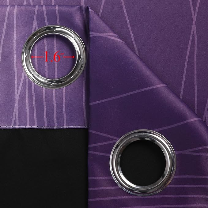 Estelar Textiler Black and Purple Ombre Blackout Curtains 54 Inch Length 2 Panels, Full Room Darkening Gradient Drapes for Kitchen, Thermal Insulated Grommet Short Curtains for Bedroom,52Wx54L