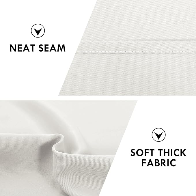 DWCN Blackout Curtains Thermal Insulated, Energy Saving & Noise Reducing Bedroom and Living Room Curtains, Ivory, W 38x L 63 Inch, Set of 2 Rod Pocket Curtain Panels