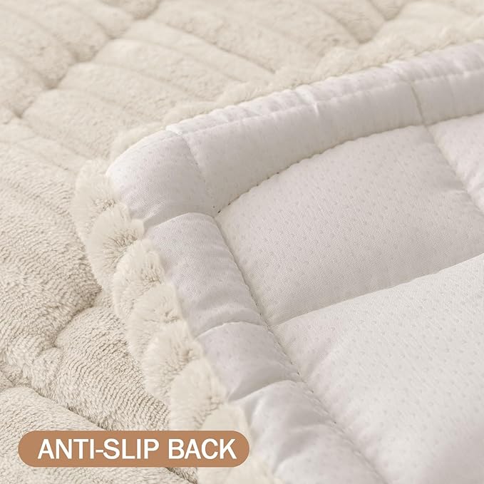 Smiry Couch Cover for Dogs Washable, Non Slip Fuzzy Pet Couch Covers for 3 Cushion Sofa Pet Friendly, Thick Soft Sofa Slipcovers Cushion Protector (White, 27.6" x 59")