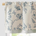 jinchan Floral Curtain Valance for Windows 16 Inch Linen Valance for Kitchen Living Room Rustic Cottage Farmhouse Flower Butterfly Curtain Rod Pocket 1 Panel Double Layer Blackout Blue on Beige