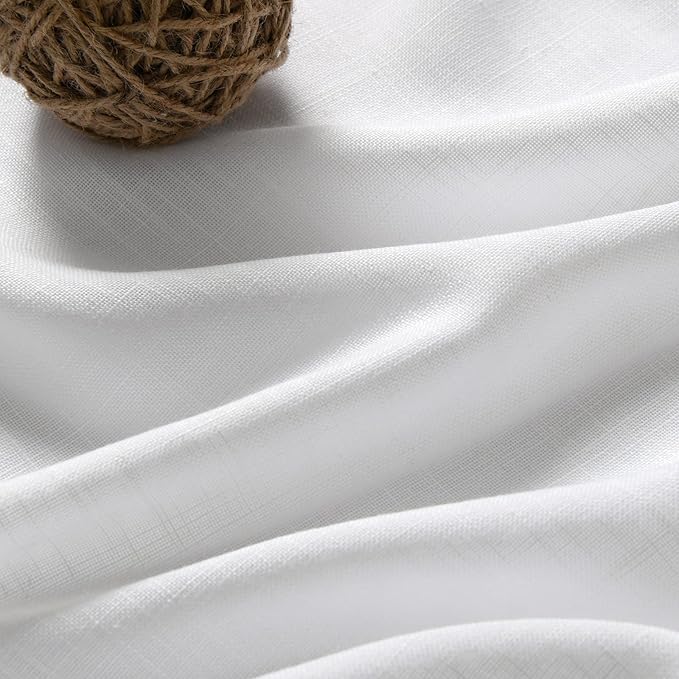 Nanspring Extra Long White Curtain 102 inches Long 2 Panels Set for Living Room Back Tab Modern Farmhouse Decor Cotton Textured Off White Sheer Linen Curtains 102 inch Length for Large Window