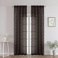 Chyhomenyc Chocolate Sheer Curtains 90 Inch Length 2 Panels Set, Light Filtering Tufted Textured Soft Airy Rod Pocket Gentle Leaf Window Treatment Drapes for Bedroom Living Room, 42" Wx90 L, 2PCS