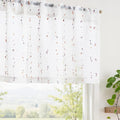 jinchan Valance Curtains for Windows 16 Inch Colorful Mini Pom-Pom Country Farmhouse Kitchen Valance Semi Sheer Voile Samll Window Treatment for Bedroom Living Room Rod Pocket 1 Panel Amber Bloom